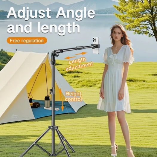 Tripod Stand Adjustable 70-Inch Carbon Steel with Telescopic Arm & Phone Holder - 20722