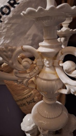 Large glazed candelabra