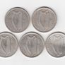 Ireland,5 x saorstat eireann Half Crowns, 2/6, 75% Silver Coins (No: 491) Image 2