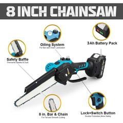 New Chainsaw Makita 8 Inch Mini Brushless Pruning Portable Handheld 6