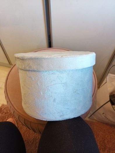Grey velvet storage box