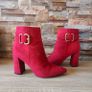 Wine Suede Ankle boots with gold buckle, size 6 Image 2