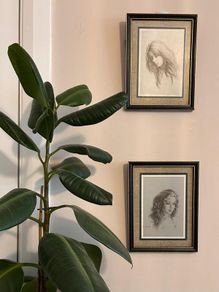 Pair of Vintage Carlo Parisi Framed Portrait Prints 1970s Mid-Century Art Set