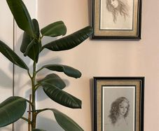 Pair of Vintage Carlo Parisi Framed Portrait Prints 1970s Mid-Century Art Set