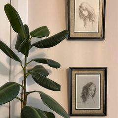 Pair of Vintage Carlo Parisi Framed Portrait Prints 1970s Mid-Century Art Set