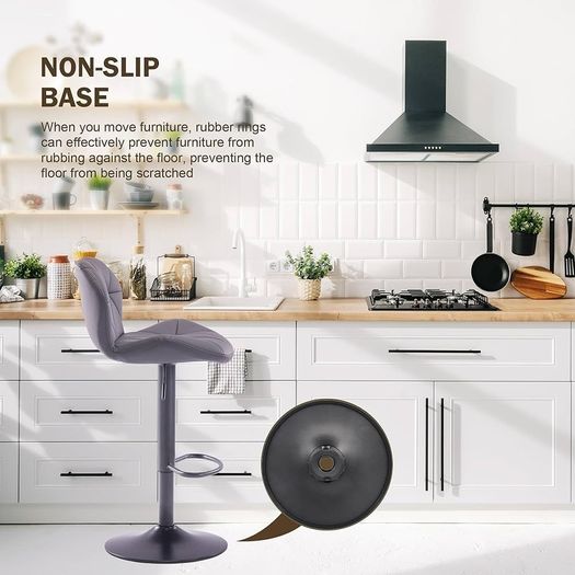 NEW SALE | Set Of 2 Modern Luna Padded Swivel Height Adjustable Faux Leather Breakfast Kitchen Barstools Chairs (All Black, Faux Leather)
