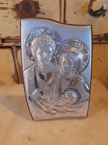 Italian Silver Holy Family Plaque