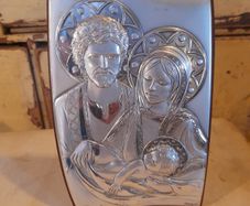 Italian Silver Holy Family Plaque