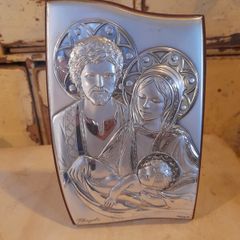 Italian Silver Holy Family Plaque