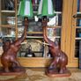 Large pair of wooden elephant lamps Image 3