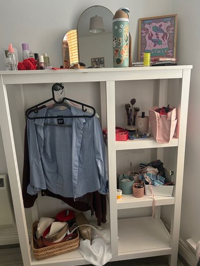 Open clothes rail and shelves