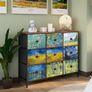 Chest of Drawers Van Gogh Dresser for Bedroom with 9 Drawers Wide TV Stand Storage Organizer Units for Living Room Children's Room Hallway Metal Frame Wood Board Fabric Drawers Image 6