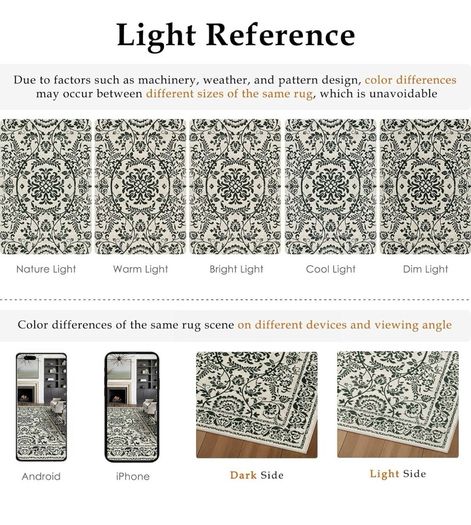 Vintage Rugs Living Room Area Rug 200x300cm Black Large Non Slip Washable Lounge Dining Room Bedroom Kitchen Office Indoor Carpet Low Pile Big Carpets