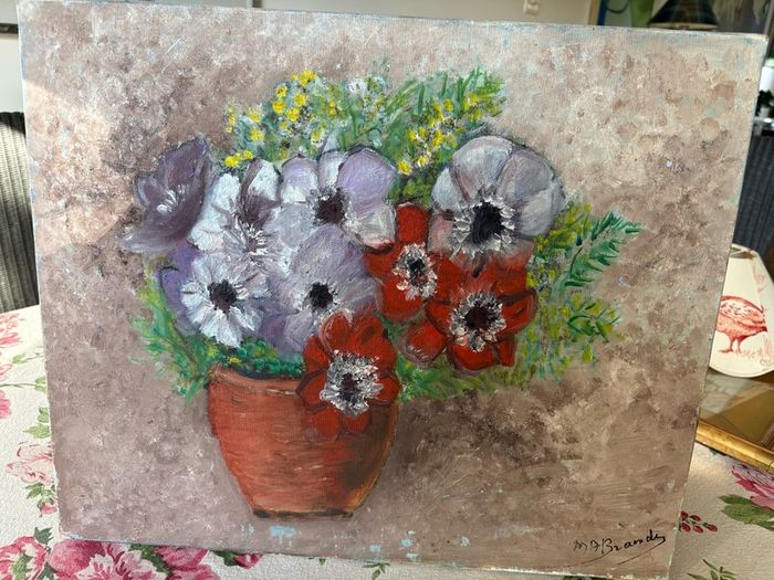 Fine Floral Still Life Floral Painting On Canvas, Signed.