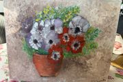 Fine Floral Still Life Floral Painting On Canvas, Signed.