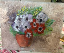 Fine Floral Still Life Floral Painting On Canvas, Signed.
