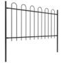 Garden Fence with Hoop Top Steel 11.9x1 m Black Image 2