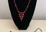 Crystal and Iridescent Necklace, Matching Bracelet and Earrings