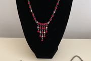 Crystal and Iridescent Necklace, Matching Bracelet and Earrings