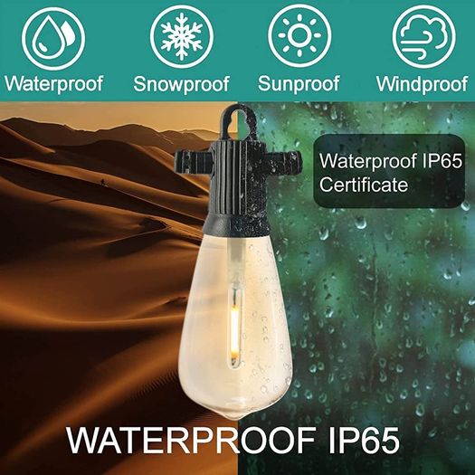 Outdoor String Lights Mains Powered, 100Ft ST38 Garden String Lights with 50+2Pcs LED Filaments Vintage Bulbs, Waterproof IP65 2700K Warm White for Patio Outside Party Wedding Backyard Terrace (FREE SHIPPING)