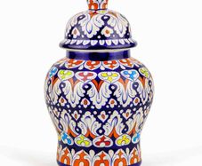 Multicolor Handmade and Hand Painted Large Ceramic Jar with Lid, Chinese Style Jar | Warehouse Clearance | Massive Discount | Bargain prices