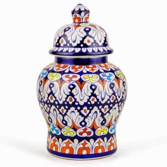 Multicolor Handmade and Hand Painted Large Ceramic Jar with Lid, Chinese Style Jar | Warehouse Clearance | Massive Discount | Bargain prices