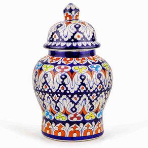 Multicolor Handmade and Hand Painted Large Ceramic Jar with Lid, Chinese Style Jar | Warehouse Clearance | Massive Discount | Bargain prices