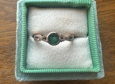 Emerald & Diamond Rose Gold Ring