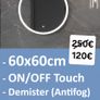 LED Bathroom Mirror 60cm Round Antifog Demister Image 2