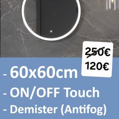 LED Bathroom Mirror 60cm Round Defogger Touch Switch