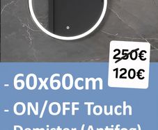 LED Bathroom Mirror Antifog 60cm Round