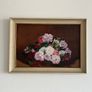 Floral still life oil painting in wooden frame Image 2
