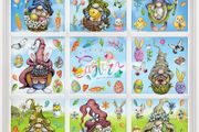 9 Sheets Easter Window Stickers,126Pcs Easter Stickers Easter Decorations,Easter Bunny Easter Eggs Window Clings with Carrot,Butterfly,Flower for Kids Room Easter Window Decorations (FREE POSTAGE)