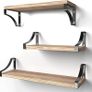 Floating Shelves Wall Mounted Shelf, Paulownia Wood Wall Shelves, Wooden Shelves Set of 3 for Bedroom, Bathroom, Living Room, Kitchen, Home Office, Laundry room,etc (FREE SHIPPING) Image 2