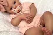 Reborn Baby Girl Doll 19 Inch, Soft Silicone &amp; Vinyl Handmade Doll with Accents, Realistic Newborn Toy for Kids