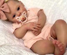 Reborn Baby Girl Doll 19 Inch, Soft Silicone & Vinyl Handmade Doll with Accents, Realistic Newborn Toy for Kids