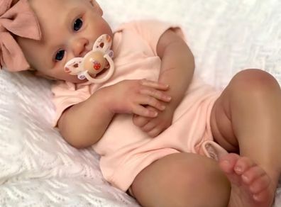 Reborn Baby Girl Doll 19 Inch, Soft Silicone & Vinyl Handmade Doll with Accents, Realistic Newborn Toy for Kids