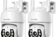 3MP Security Camera Outdoor 2 Pack, IP CCTV Camera Systems with 24/7 Recording, Color Night Vision, PIR Human Detection, Sound and Light Alarm, Support 16-128G SD Card, Works with Alexa