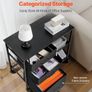 Metal File Cabinet, Mobile Filing Cabinet with 3 Fabric Drawers and 2 Open Shelves, Wooden Vertical Filing Storage Cabinets Image 4