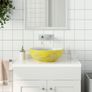 Countertop Basin White and Yellow Round 41x14 cm Ceramic Image 2