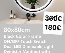 LED Bathroom Mirror 80x80cm Antifog