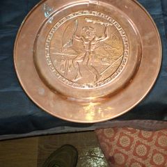 Beautiful Old Mayan Warrior Calendar Aztec Copper Wall Plate, Postage Available or Collection