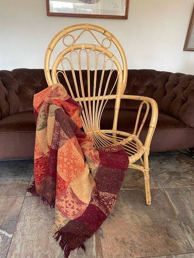 Vintage Franco Albini Style Cane and Bamboo Wicker Chair Mid Century Modern Boho