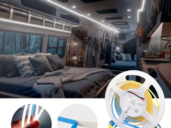 DC 12V COB LED Strip Light, 5Mm Wide X 5M Long, Caravan Interior Lighting,
