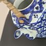 Teapot Blue White Hexagon Shape Brass Handle Floral Image 4