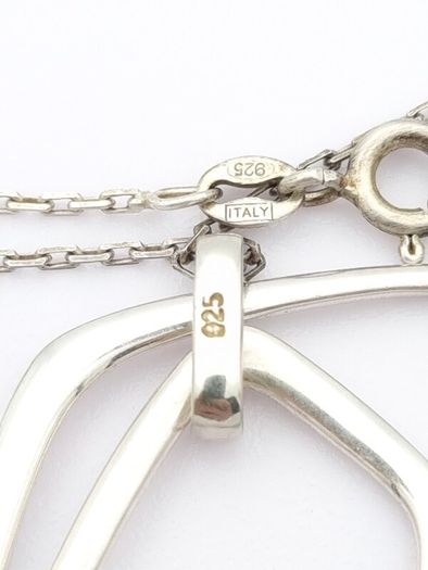 Geometric 925 Silver Pendant On Sterling Italian Chain