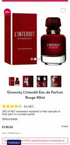 Givenchy L'interdit Rouge 80ml parfum for her