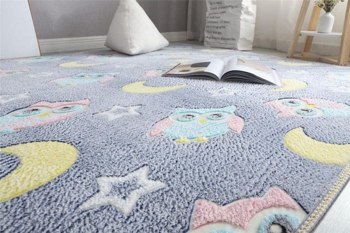Area Rug Glow in The Dark Large Soft Rug for Bedroom Living Room Washable Carpet Home Decor Grey Owl 120x60cm (FREE POSTAGE)