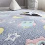 Area Rug Glow in The Dark Large Soft Rug for Bedroom Living Room Washable Carpet Home Decor Grey Owl 120x60cm (FREE POSTAGE) Image 3