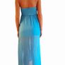 Aqua beaded high-low chiffon strapless y2k dress Image 3